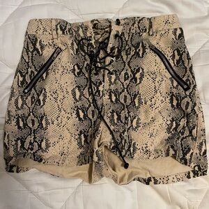 Beginning Boutique Snakeskin Print Lace-Up Shorts